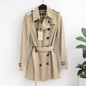 Burberry Beige Trench Coat with Black Accents